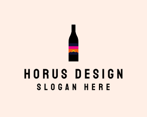 Sunset Wine Bottle  logo design