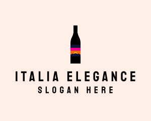 Sunset Wine Bottle  logo design