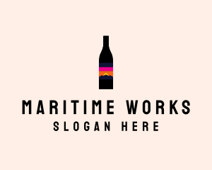 Sunset Wine Bottle  logo design