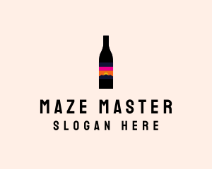 Sunset Wine Bottle  logo design