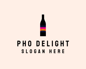 Sunset Wine Bottle  logo design