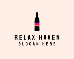 Sunset Wine Bottle  logo design