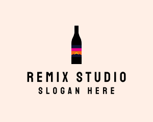 Sunset Wine Bottle  logo design