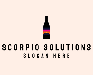 Sunset Wine Bottle  logo design