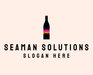 Sunset Wine Bottle  logo design