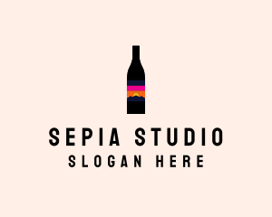 Sunset Wine Bottle  logo design