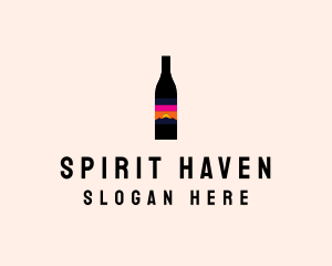 Distillery - Sunset Wine Bottle logo design