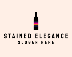 Sunset Wine Bottle  logo design