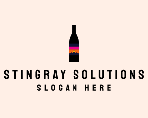 Sunset Wine Bottle  logo design