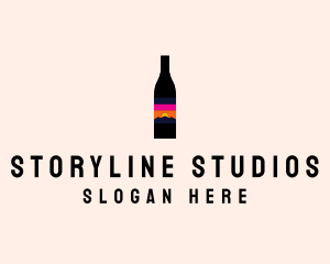 Sunset Wine Bottle  logo design