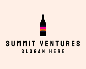 Sunset Wine Bottle  logo design