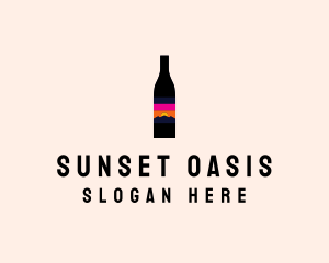 Sunset Wine Bottle  logo design