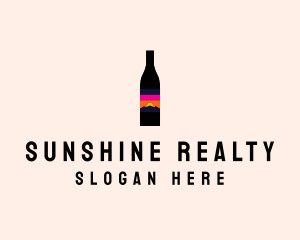 Sunset Wine Bottle  logo design