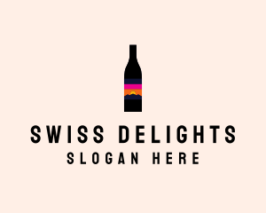 Sunset Wine Bottle  logo design