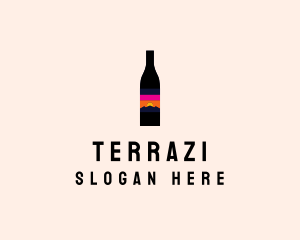 Sunset Wine Bottle  logo design