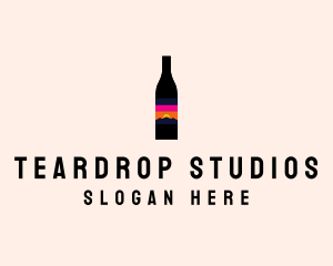 Sunset Wine Bottle  logo design