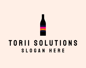 Sunset Wine Bottle  logo design