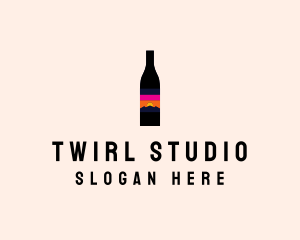 Sunset Wine Bottle  logo design