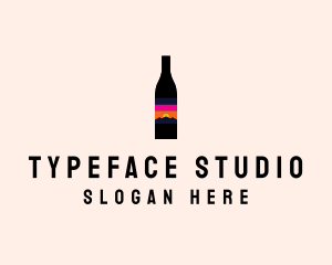 Sunset Wine Bottle  logo design