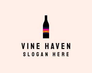 Sunset Wine Bottle  logo design