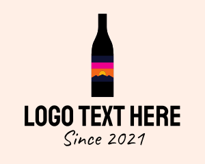 Wine Bottle - Sunset Wine Bottle logo design