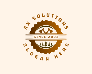 Ax - Axe Woodworking Tree logo design