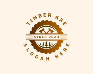 Axe Woodworking Tree logo design