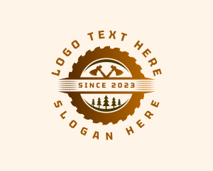 Logging - Axe Woodworking Tree logo design