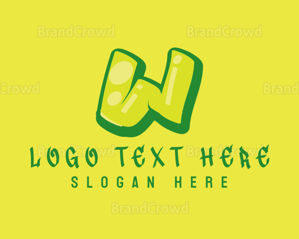 Green & Yellow Graffiti Letter W Logo