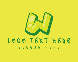 Hip Hop - Green & Yellow Graffiti Letter W logo design