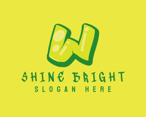 Glossy - Green & Yellow Graffiti Letter W logo design