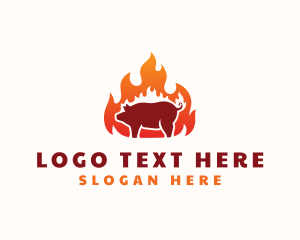 Charcoal - Flame Pork Barbecue logo design