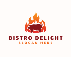 Flame Pork Barbecue logo design