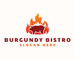 Flame Pork Barbecue logo design