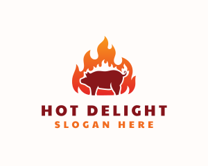 Flame Pork Barbecue logo design