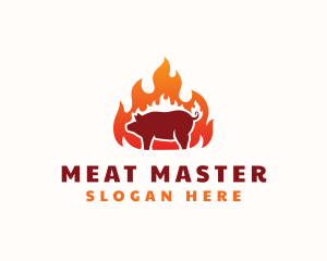 Flame Pork Barbecue logo design