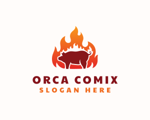 Roast - Flame Pork Barbecue logo design