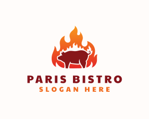 Flame Pork Barbecue logo design