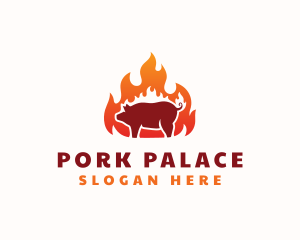 Pork - Flame Pork Barbecue logo design