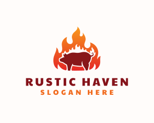 Flame Pork Barbecue logo design