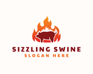 Pork - Flame Pork Barbecue logo design