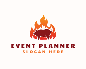 Bbq - Flame Pork Barbecue logo design