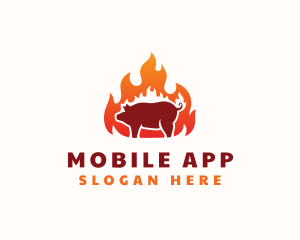 Grill - Flame Pork Barbecue logo design