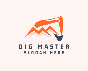 Excavator - Mountain Mining Excavator logo design