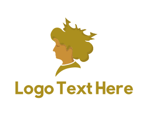 Tiara - Gold Queen Portrait Profile logo design