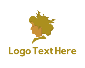 Queen - Gold Queen Portrait Profile logo design