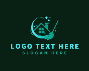 Hygiene - Housekeeping Broom Sparkle logo design