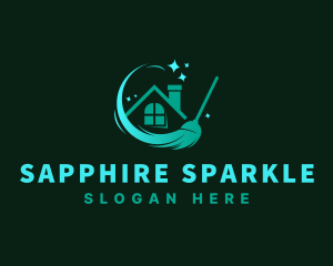 Housekeeping Broom Sparkle logo design