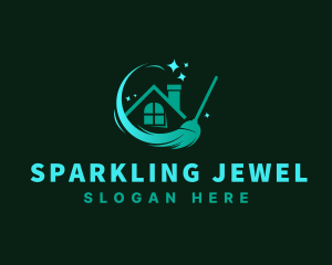 Housekeeping Broom Sparkle logo design