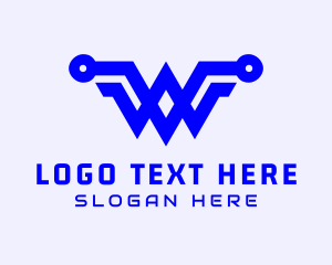 Letter W - Technology Circuit Letter W logo design